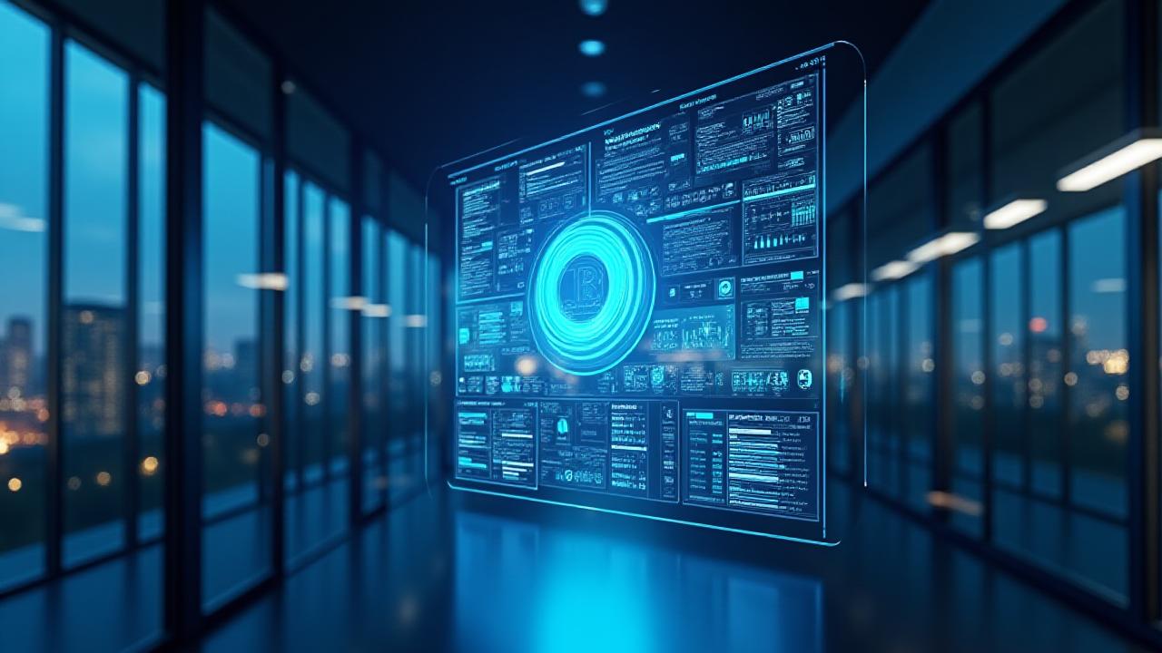Futuristic digital dashboard representing HR data and employee analytics